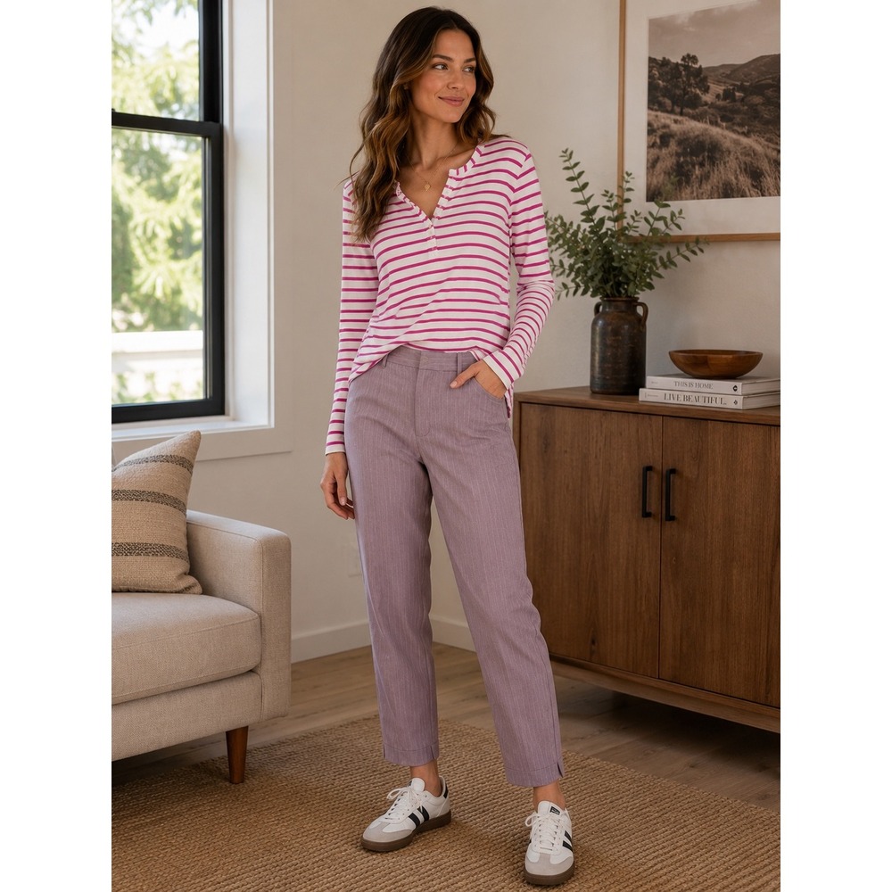 Banana Republic Mauve Herringbone High-Rise Tapered Ankle Pants 4 Workwear‎